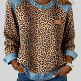 Marta™ | Sudadera denim con estampado leopardo