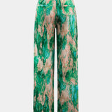 Inna Pantalones Rectos de Cintura Alta con Estampado de Mármol