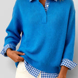 Alicia™ | Jersey de punto con detalle de cuadros