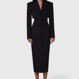 Vestido Blazer Midi Bernice con Corte y Espalda Abierta