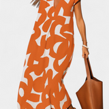 Vestido Casual Asela con Escote en V y Estampado Mixto