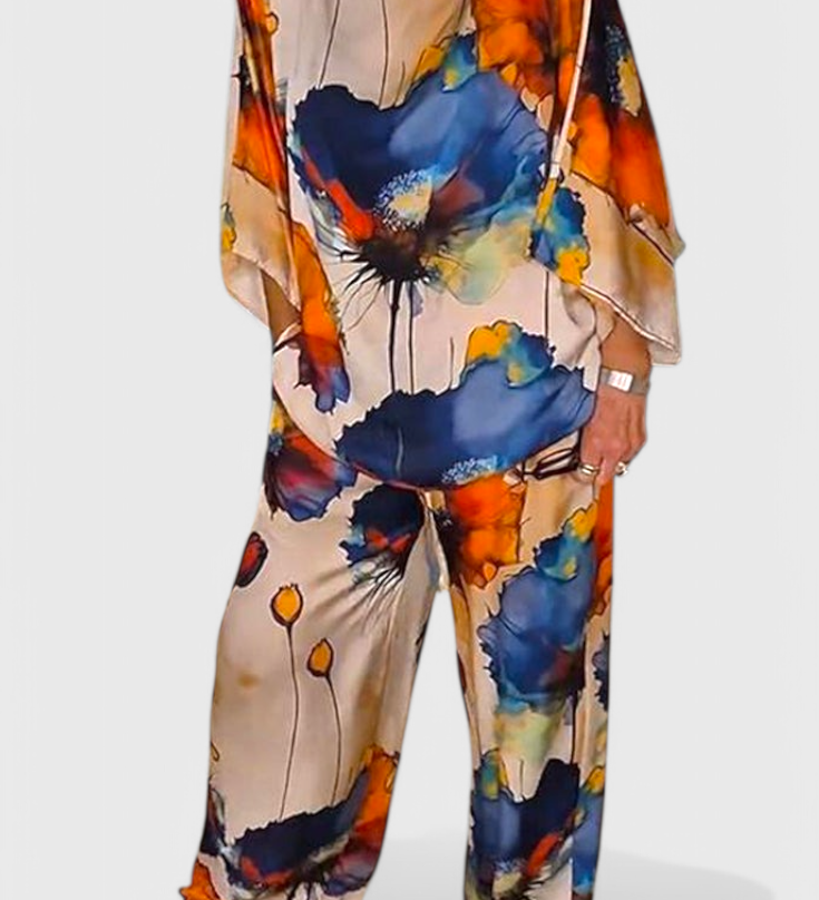 Karoline Conjunto Floral de Dos Piezas con Ajuste Relajado