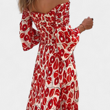 Vestido Floral del Mar con Hombros Descubiertos