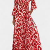 Vestido Floral del Mar con Hombros Descubiertos