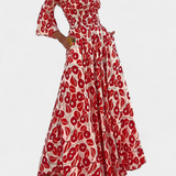 Vestido Floral del Mar con Hombros Descubiertos