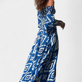 Vestido Floral del Mar con Hombros Descubiertos