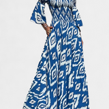 Vestido Floral del Mar con Hombros Descubiertos