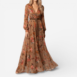 Lucía™ | Vestido maxi de manga larga con cinturón