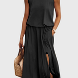 Vestido Dianne Sin Mangas con Abertura Lateral y Corte Suelto