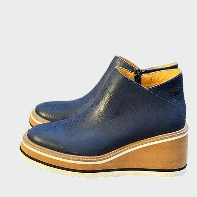 Celia | Elegantes Botines Camel De Cuero Con Plataforma