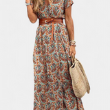 Vestido Boho de Verano Anfisa con Cinturón y Escote en V