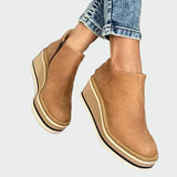 Celia | Elegantes Botines Camel De Cuero Con Plataforma
