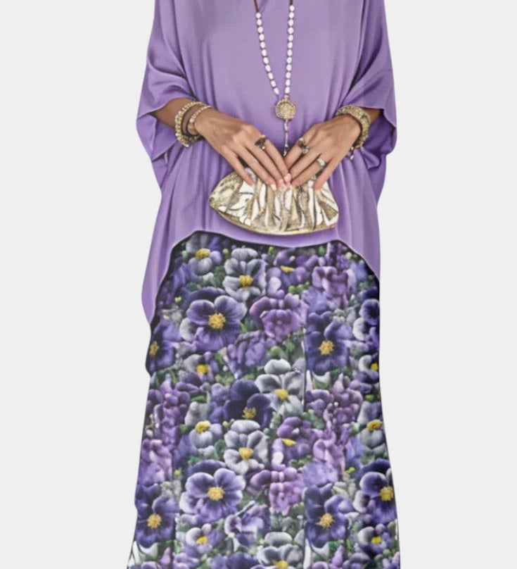 Vestido Maxi Batwing Caroline con Estampado