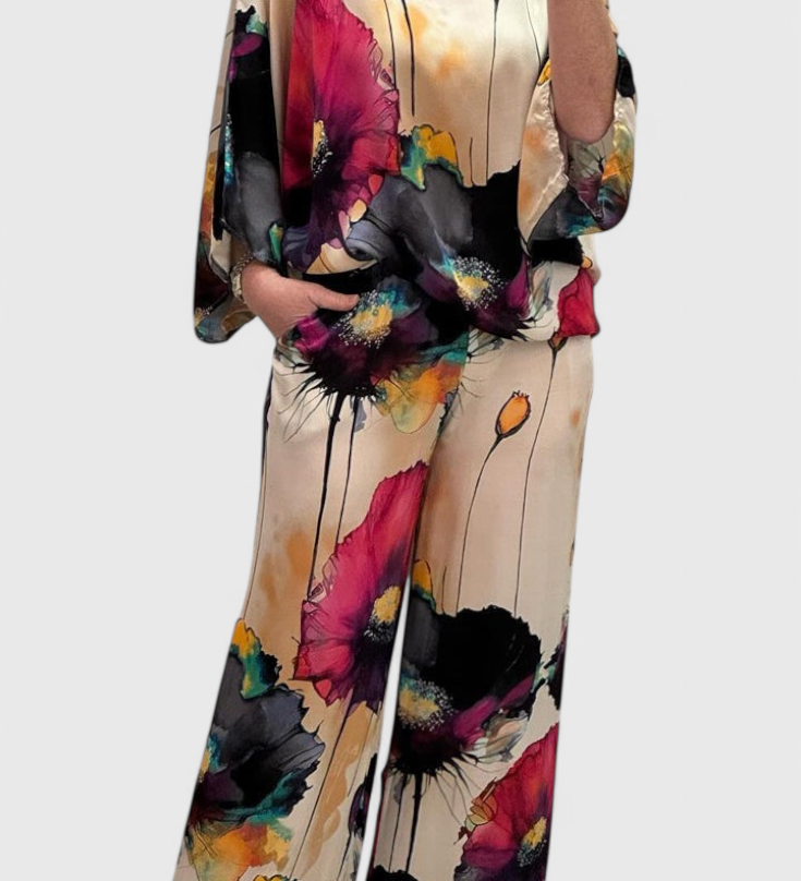 Karoline Conjunto Floral de Dos Piezas con Ajuste Relajado