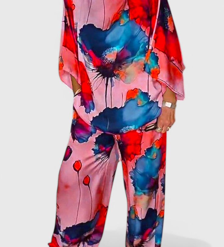 Karoline Conjunto Floral de Dos Piezas con Ajuste Relajado
