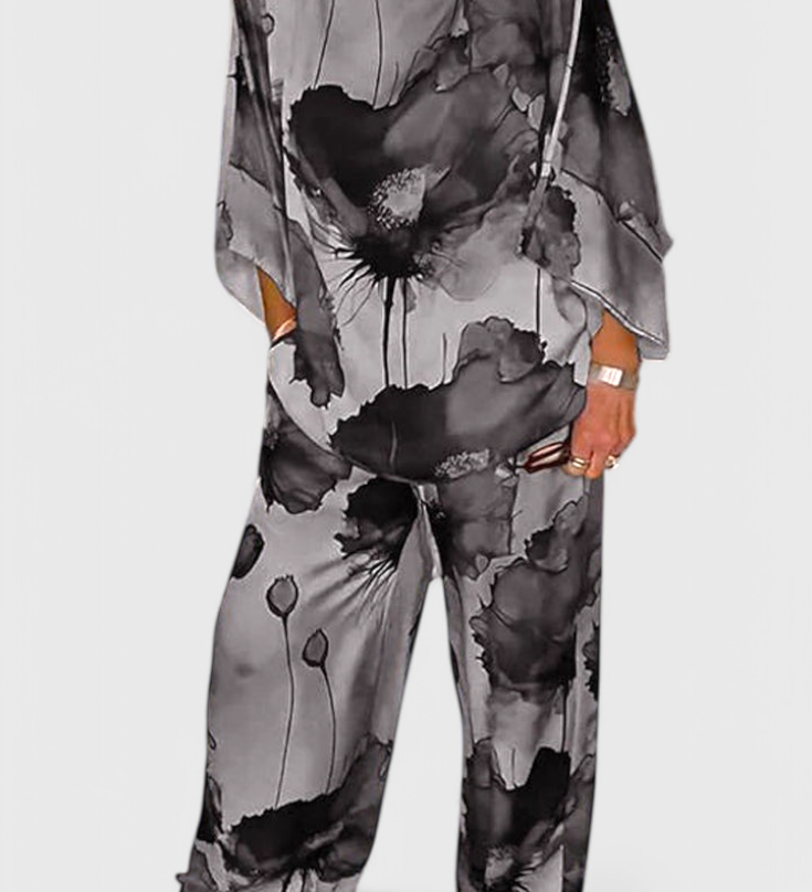 Karoline Conjunto Floral de Dos Piezas con Ajuste Relajado