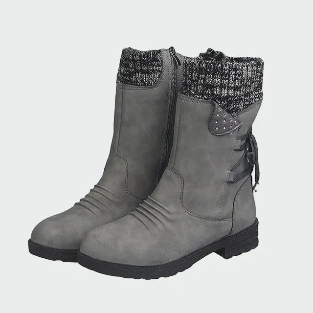 Victoria | Botines De Gamuza Azules Con Detalle Tricotado