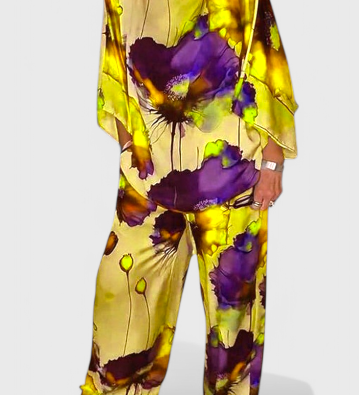 Karoline Conjunto Floral de Dos Piezas con Ajuste Relajado