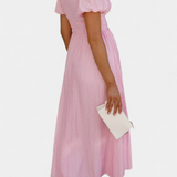 Vestido Maxi Mélia con Escote en V y Mangas Abullonadas