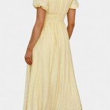 Vestido Maxi Mélia con Escote en V y Mangas Abullonadas
