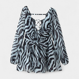 Vestido Mini Skylar con Escote en V y Mangas Ligeras