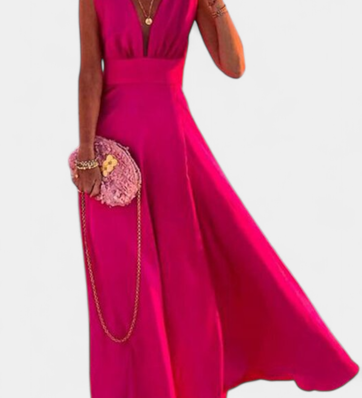 Vestido Salma A-Line con Estampado Minimalista y Escote en V