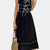 Vestido A-Line con Tirantes Luz y Dobladillo Volante