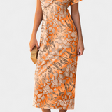 Vestido Triana con Estampado Abstracto y Escote en V