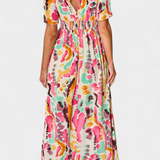 Vestido Yuki Boho con Escote en V y Tie-Dye