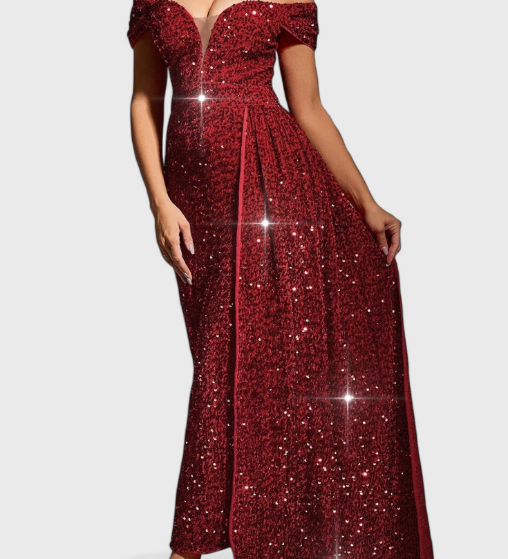 Vestido Esme de Lentejuelas con Mangas Descubiertas