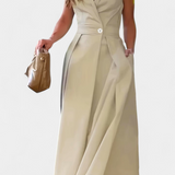 Vestido Blazer Sin Mangas Beverly con Corte A y Botones