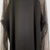 Blusa Floral Elegante con Mangas de Tul y Acentos de Strass