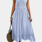 Vestido A-Line con Tirantes Luz y Dobladillo Volante
