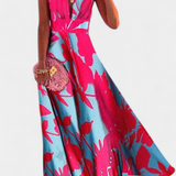 Vestido Salma A-Line con Estampado Minimalista y Escote en V