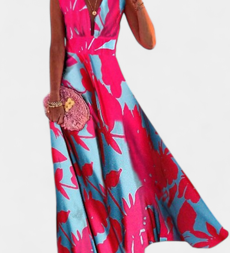 Vestido Salma A-Line con Estampado Minimalista y Escote en V