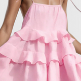 Vestido sin espalda Vianey de algodón y lino