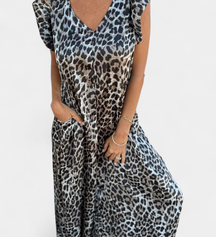 Mono Isela con Escote en V y Estampado de Leopardo