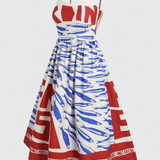 Vestido Vintage Maricela con Tirantes y Estampado de Sardinas