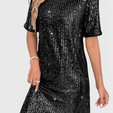Vestido Mini Loreen con Brillos y Corte Relajado