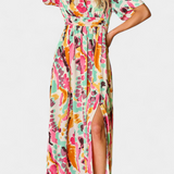 Vestido Yuki Boho con Escote en V y Tie-Dye