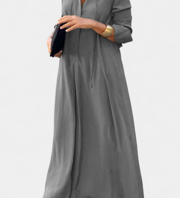 Vestido Verónica de Manga Larga con Escote en V