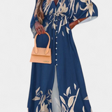 Vestido Maxi Joelle Arcoíris con Escote en V y Mangas Murciélago
