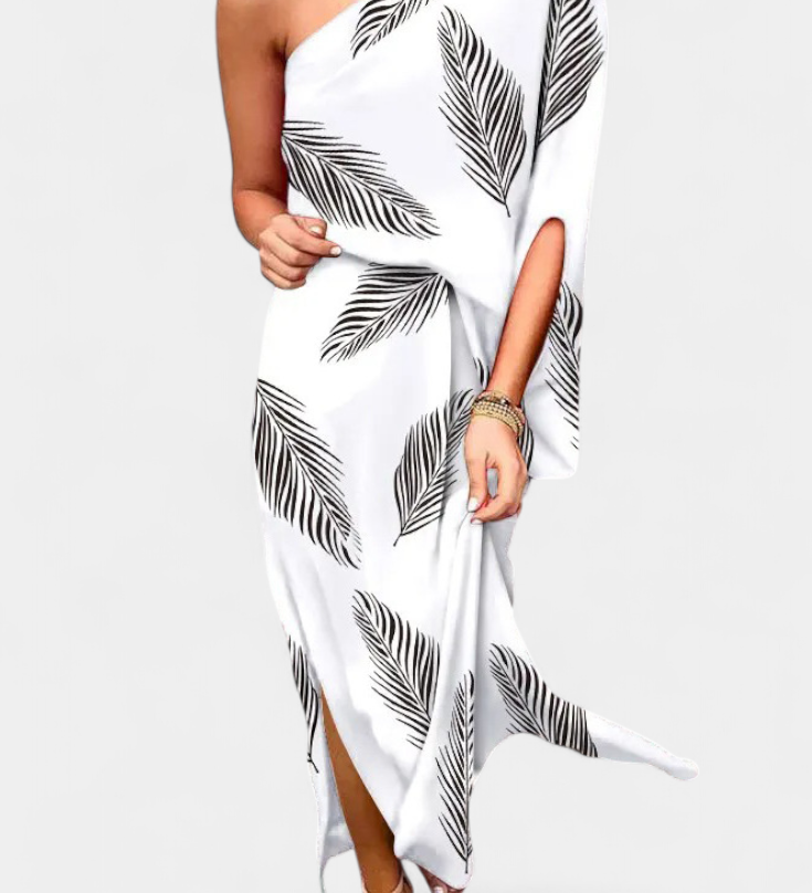 Vestido Carlena de Un Hombro con Estampado Romántico