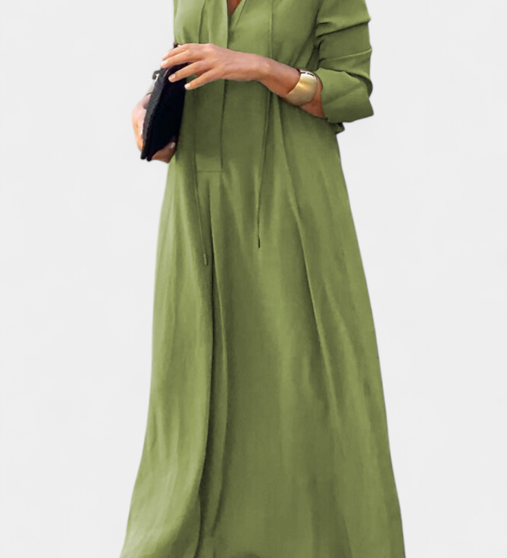 Vestido Verónica de Manga Larga con Escote en V