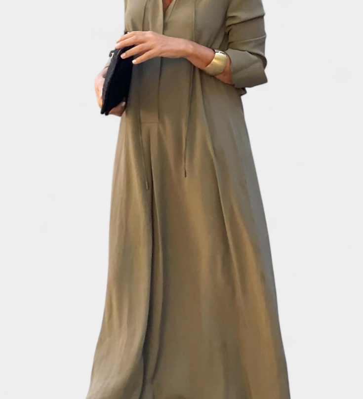 Vestido Verónica de Manga Larga con Escote en V