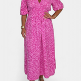 Vestido Midi Ercilia con Estampado Vibrante y Mangas Abullonadas