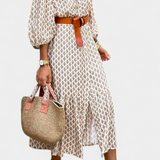 Vestido Midi Antonia con Cintura Ajustable y Botones