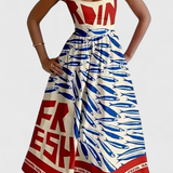 Vestido Vintage Maricela con Tirantes y Estampado de Sardinas