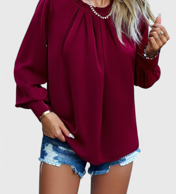 Blusa Dottie de Manga Larga con Cuello de Encaje