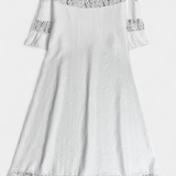 Vestido de Lino Casual Karol con Encaje y Escote Barco